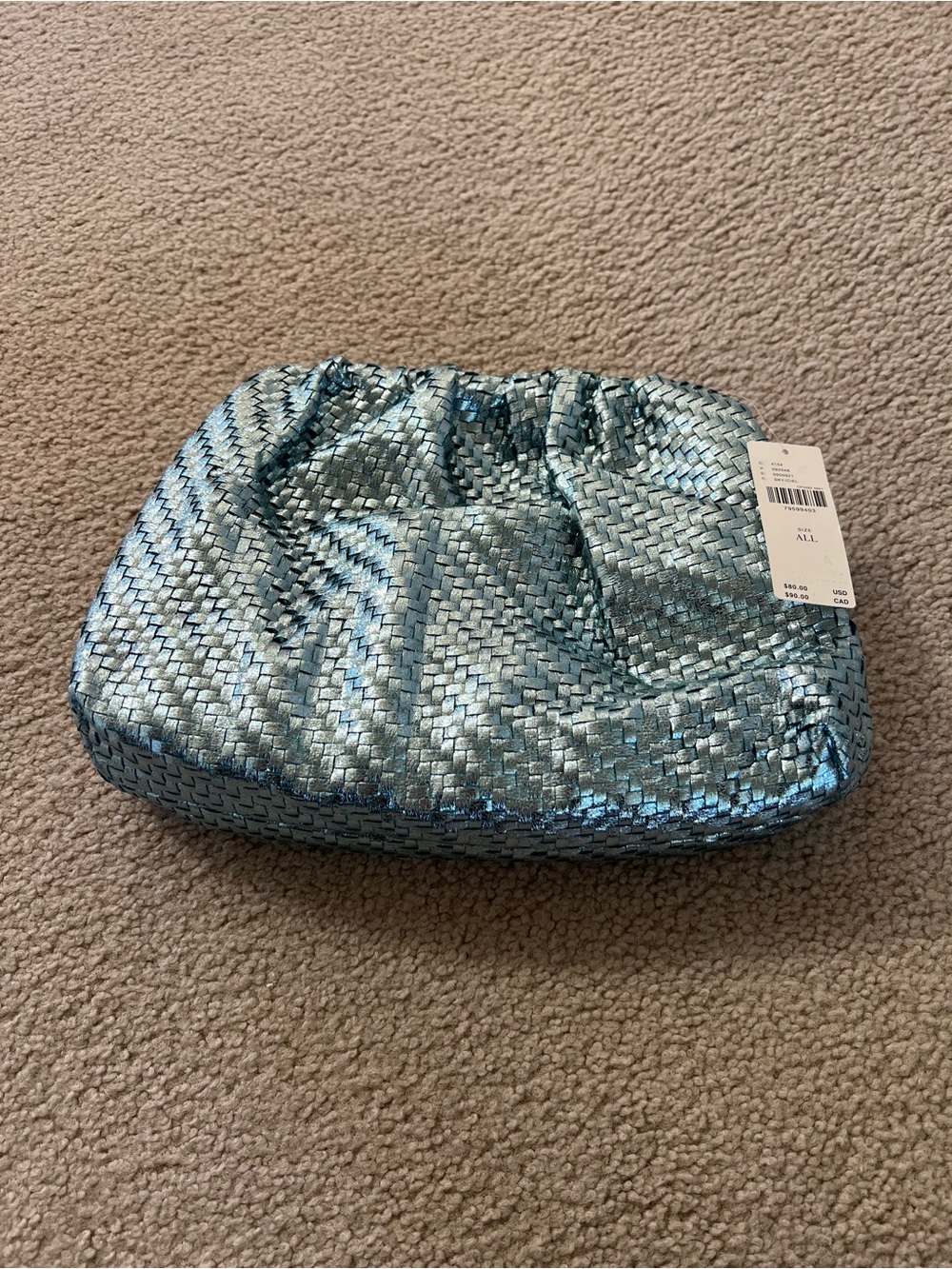 Anthropologie Frankie Metallic Blue Woven Clutch